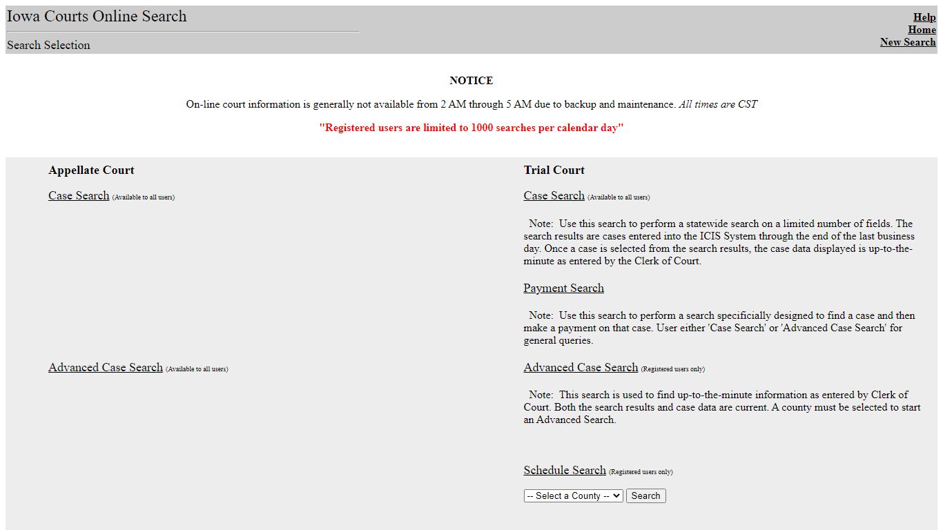 Iowa Courts Online Search - Select Action